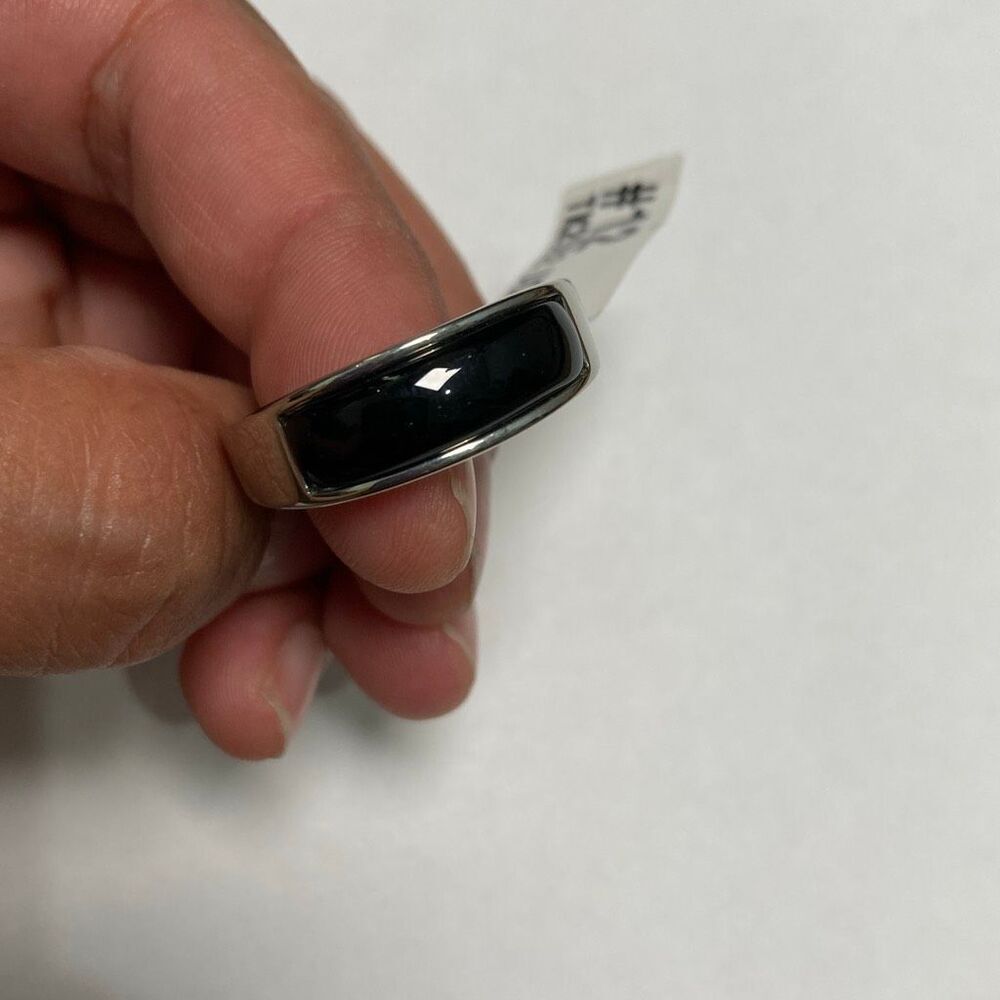 Men's Black Inlay Stainless Steel Ring Modern Band Size 12